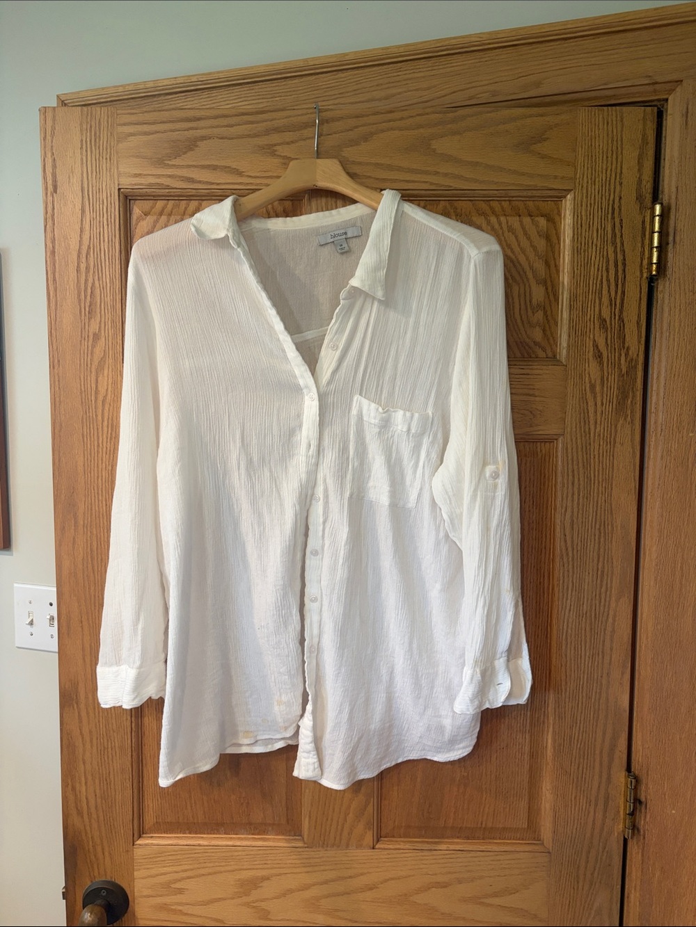 Nordstrom Blouse Gauze Lightweight White Button-Up Shirt
